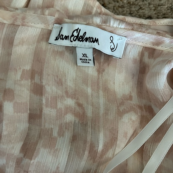 Sam Edelman Shimmery Pink Long Sleeve Ruffle Blouse Shirt Top **Size XL**🌸🌸 - Picture 5 of 5